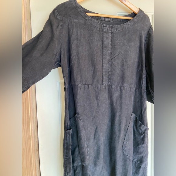 Cut loose Linen Shift Dress Minimalist with Pockets size small - Picture 2 of 6